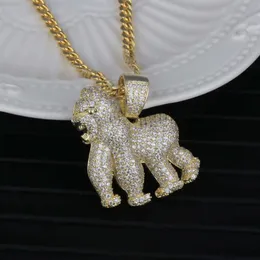 Designer de jóias RTS Moda bronze Bling gelado zircão cúbico animal rei kong gorila orangotango colares pingentes para jóias hip hop