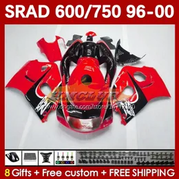 Stock Red Body Kit för Suzuki Srad GSXR 750 600 CC GSXR600 GSXR750 1996-2000 168NO.60 GSX-R750 GSXR-600 1996 1997 1998 1999 2000 600cc 750cc 96 97 98 99 00 Moto Fairing