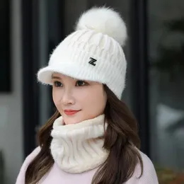 Beanie/Skull Caps Winter knitted Beanies Hats Women Thick Warm Beanie Skullies Hat Female knit Letter Z Bonnet Beanie Caps Outdoor Riding Ski Sets 231108