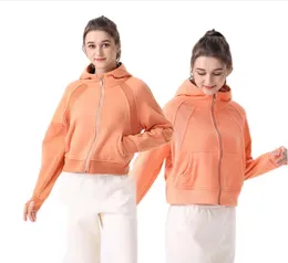 Lu-123 Yoga Clothes Women's Sports Full Shipper Hoodie فضفاضة غير رسمية سميكة للياقة البدنية سترة صالة الألعاب الرياضية