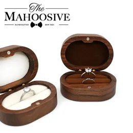 Jewelry Settings Rustic Wedding Ring Box Holder Wood Custom Valentine Engagement Anniversary Personalized Name Date for wedding ceremony 230407