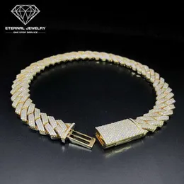 Factory Custom Men Hip Hop Iced Out 18inch Solid S925 10k 14k 18k Gold Yellow 10mm Moissanite Diamond Cuban Chain Link Necklace265g