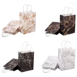 Jewelry Pouches Bags 20-24Pcs/Set Rectangle Paper Gift With Handles Marble Texture Wave Pattern Party Christmas Shopping Packaging Wynn22