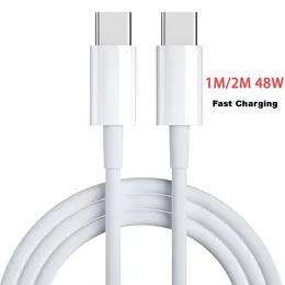 1M 2M 3ft 6ft QC 3.0 48W Fast Charge Type C-C Quick USB Data Cable 144 Core TPE Wire White 2 in 1 Charging & Data Transfer Universal