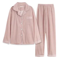 Kvinnors sömnkläder Kvinnors pyjama Set Wavmit Women's Solid Striped Pyjama Set Long Sleeved Pyjamas Set Women's Pants 230408