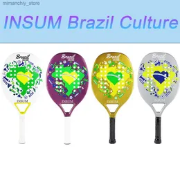 Tennis Rackets Mens Tennis Padel Racket Beach Tennis Padel with Soft EVA Shiny Surface Full Carbon Fiber Tennis for Beach Sports and Practice Q231109