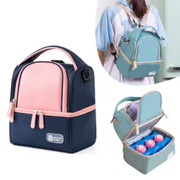 Ice Packsisotermiska väskor Portabla dubbla lager Cooler Lunch Bag Oxford Tyg Termisk isolerad picknickmat Bento Tote Container Mommy For Women Kids 230407