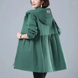 Women's Trench Coats 2023 Spring Autumn Women Jacket Fashion Korean Loose Hooded Windbreaker Coat Famale Casual Basic Overcoat Ladies Tops