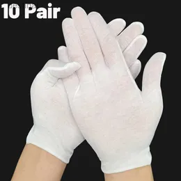 Перчатки с пятью пальцами. 10 пар белых хлопчатобумажных рабочих перчаток для сухих рук. Пленка для обработки спа-перчаток. Церемониальные эластичные перчатки. Бытовые чистящие средстваL231108.