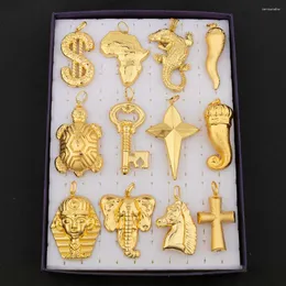 Anhänger Halsketten Hip Hop Persönlichkeit Gold Farbe Afrikanische Karte Meerjungfrau Dollar Euro Form Für Frauen Männer Luxus Kupfer Kette Schmuck