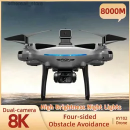 Droni Drone KY102 8K Professionale Doppia fotocamera Fotografia aerea Evitamento ostacoli a 360 Flusso ottico Aereo telecomandato a quattro assi Q231108