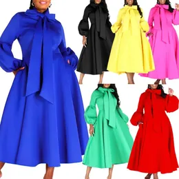 Casual Dresses Church for Black Women African Fashion Bow Neck Formal Party Dress Elegance Evening Nice