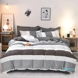 Bettwäsche-Sets, dreiteilig, Streifen, Bettbezug, Kissenbezüge, luxuriös, kühl, atmungsaktiv, für alle Jahreszeiten, stilvoll