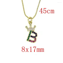Choker Accessories Plating 4K Gold Copper Micro-color Zircon White CZ Crown 26 Initials Pendant Charms Women Necklace