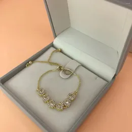 Braccialetti a maglie Lussuoso zircone regolabile scintillante per le donne Placcato in oro Gioielli da sposa di alta qualità Regalo di compleanno Pulsera