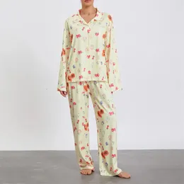 Damski salon do snu 2 -częściowy drukowana piżama dla kobiet Śliczne truskawkowe kwiatowe owoc