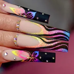 European and American fake nails, long style ins style wearing nails, spicy girl long ladder wearing nail stickers, finished nail enhancement products