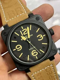 orologio meccanico automatico da uomo campanello pelle marrone gomma nera ross 12