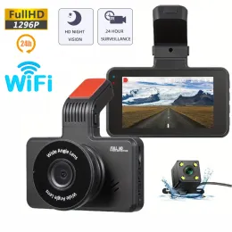 Dash Cam Auto DVR 24H HD 1296P Kamera Dual Lens Video Recorder Black Box Cycle Dashcam Mit WiFi G-Sensor Nacht Camcorder