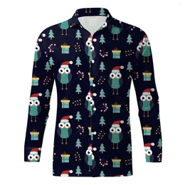 Mäns casual skjortor män långärmad blus jul 3d tryckt skjorta mode topp navidad xmas gåva rolig semester camisas de hombre