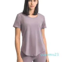 Summer Yoga Fiess Wear Women Sports Bunting Tops Prosty luźne szlifowanie t szorty Lekkie oddychające ubranie na siłownię