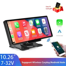 Ampio monitor video per auto da 10,26 pollici DVR portatile Navigazione wireless CarPlay per tutte le auto Controllo touch screen Androidauto HD Telecamere anteriori e di backup con scheda da 64 GB