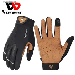 Fünf-Finger-Handschuhe WEST BIKING Fahrradhandschuhe Atmungsaktive Vollfingerhandschuhe MTB Fahrradsporthandschuhe Männer Frauen Frühling Herbst Fitnessstudio MotorradhandschuheL231108