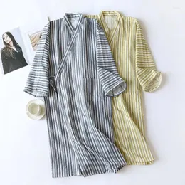 Kadın pijama Japon Kimono Robe Bahar Yaz Çift Bandrobe Pamuk Gazlıca Erkek ve Yukata Pijama Cobstes Nightgown