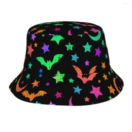 Boinas de bastão brilhante Halloween Bucket Hat Summer Headwear Merchandise Moon e Stars Fishing Cap Sports Mulinas Menam Proteção UV Panamá