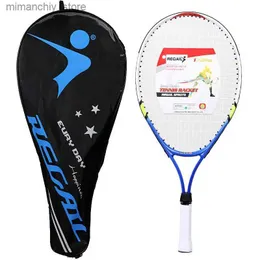 Raquetes de tênis de liga de alumínio de 23 polegadas cantam para treinamento recreativo iniciante Raquetes de tênis para meninos e meninas Nylon Cab Horizontal Grip Q231109