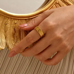 Anelli a grappolo da donna taglia delicata 6-9 anello con lama a catena a forma di fascia per dito chic alla moda color oro gioielli in acciaio inossidabile regalo per le ragazze amante