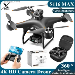 Drones S116 Max Drone 4K Câmera Dupla Aérea Motor Brushless Bateria de Longa Vida Obstáculo Evitar Dron Câmera 8K GPS Drone Profissional Q231108