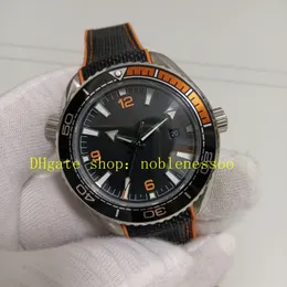 Imagem Real Mens Relógios Automáticos Masculino Black Dial 43mm Diver 600M Laranja Bezel Mecânico Homens Esporte Nylon Rubber Band Watch Relógios de Pulso