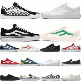 Knu Classic Old Skool Black White Blue Navy Mens Check Casual Shoes OG Canvas Skateboard Red Fmens Womens Platform C2JO#