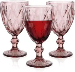 Bicchieri da vino color retrò, bere tazza d'acqua con motivo a diamante multicolore, bicchiere di calice