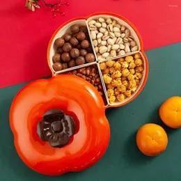 Plates Divided Nut Serving Tray With Lid 4 Compartments Removable Plastic Snack Platter Container Storage Box Fruit Veggie