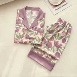 Kobietowa odzież sutowa Tulip Print Pajama Słodka, swobodna piżama Set Set Set Set Set Fink/Summer Long Rleeve może nosić piżamę 230408