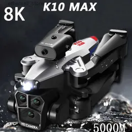 Drones New K10Max RC Drone 8K Three Cameras Four-way Intelligent Obstacle Avoidance Foldable Optical Flow Hover Quadcopter UVA Q231108