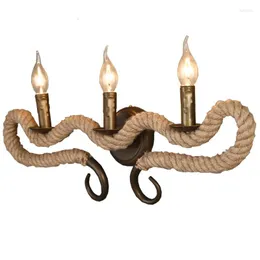 Wall Lamps American Style Antique Ancient Rope Lamp Restaurant Bar Creative Personality Coffee Shop Aisle Iron
