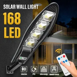 Luces de pared solares 10000W Actualizado 168LED Luz de calle solar Pared Ángulo ajustable Lámpara solar incorporada 10000mAH para jardín LED impermeable al aire libre Q231109