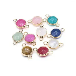 Pendant Necklaces 10 Pcs Small Round Shape Faceted Random Healing Crystal Stone Connectors Agate Charms For Making Jewelry Necklace Gift