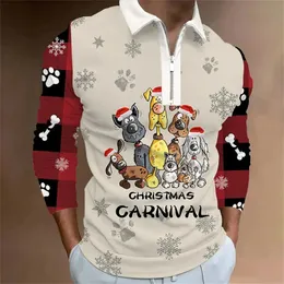 Männer Jacken Polo Shirts Weihnachten Herbst Santa Claus Casual Langarm Männer Männlich Zip T-shirt Tops Kleidung Kleidung Für 2023 231108