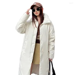 Kadın trençkotları yaka pamuklu yastıklı ceketler kadın parka uzun diz 2023 Koreli gevşek rüzgarlık tek göğüslü kadın