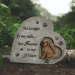 Garden Decorations Pet Dog Memorial Stone Weatherproof Resin Syampathy Loss Gifts Tombstone For Backyard Outside Outdoors Lawn