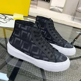 Fendity Shoes Luxury Casual Brand Domino Men's Flow Fabric High Top Sneakers Fashion Force Letter Printed High Top Canvas Shoes
