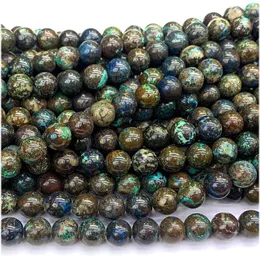 Loose Gemstones Veemake Blue Brown Shattuckite Round Beads For Jewelry Making Natural Crystal DIY Necklace Bracelets Pendant