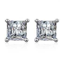 Studörhängen kvinnor lyxiga riktiga moissanit lab diamant original 925 silver flicka bröllop 1ct