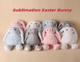 New 30CM Sublimation Easter Day Bunny Plush Long Ears Bunnies Doll With Dots Pink Grey Blue White Rabbit Dolls Cute Soft Toys Whol1308134