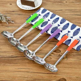 Knives Colorful Handle Stainless Steel Kitchen Soup Mixing Hangable Spicy Pot Spoon
