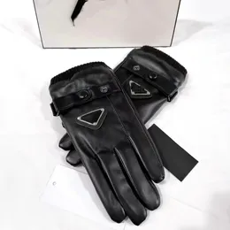 Designer women men leather Gloves Sheepskin female winter Gloves warm Soft Leather fashion Antifreeze Five Finger Glove